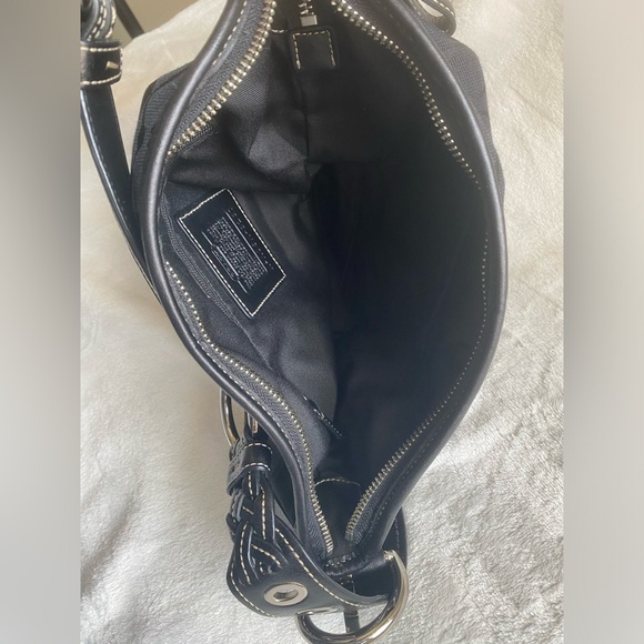 COACH Signature Canvas Black Hobo Handbag - Picture 7 of 9